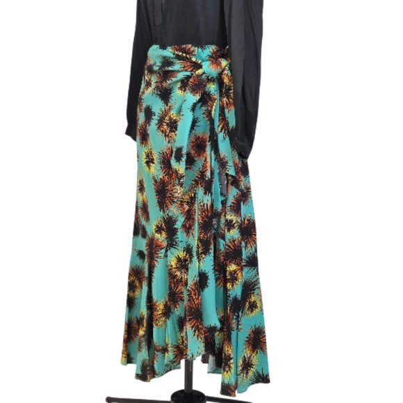 Kenzo Sea Urchin Print Wrap Skirt, Turquoise And Orange NWT, - Picture 6 of 14